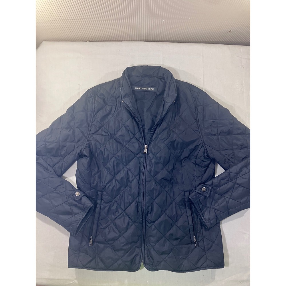 Marc New York Quilted Jacket Black Full Zip Stand Collar Womens Size M